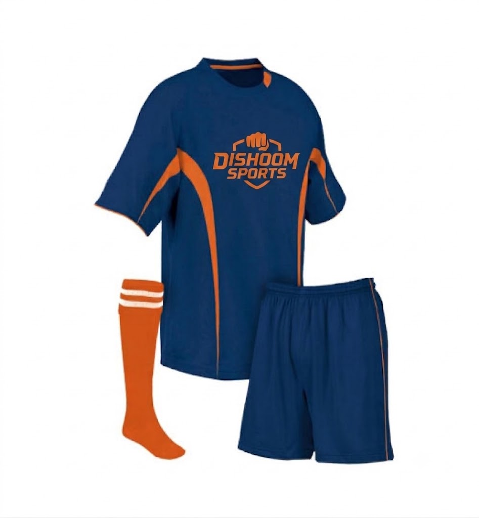 Premium Navy Blue and Orange Soccer Uniform Set | Dishoom Sports
